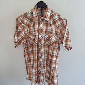 Vintage Sheplers Western Wear Plaid Short Sleeve Pearl Snap Shirt